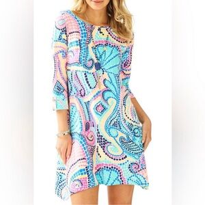 Lilly Pulitzer Edna Swing Dress. Tile Wave Print. Size Medium. EUC.